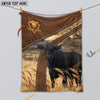 Uni Personalized Name Black Angus Brown Blanket