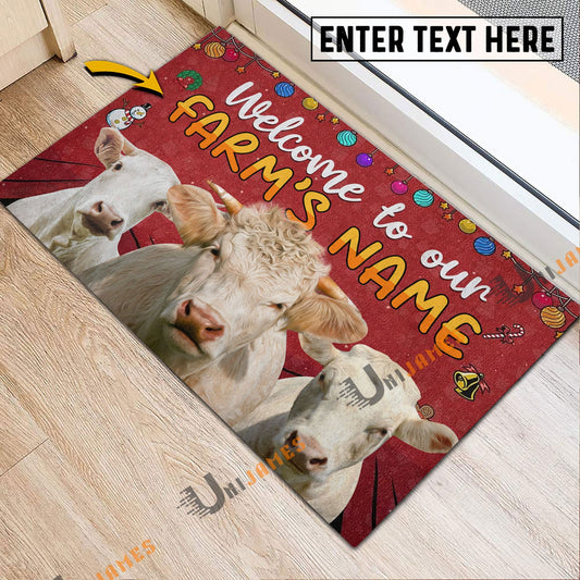 Uni Charolais Christmas Custom Name Doormat