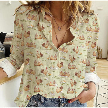 Unique Chicken Farm - Green Casual Shirt