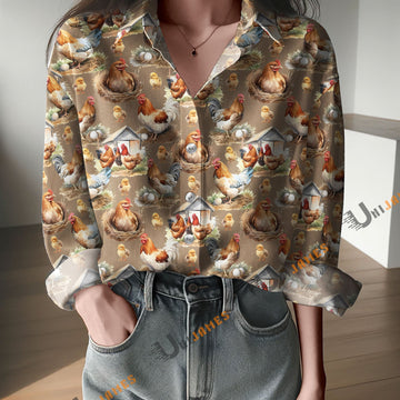 Unique Chicken Coop Pattern Casual Shirt