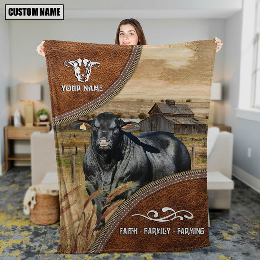 Uni Personalized Name Brangus Faith Family Farming Blanket