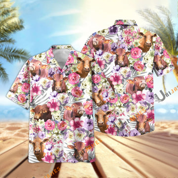 Unique Beefmaster Seamless Floral Pattern 3D Hawaiian Shirt