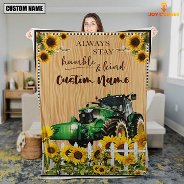 Uni Farm Tractor Custom Name - Always Stay Humble and Kind Blanket