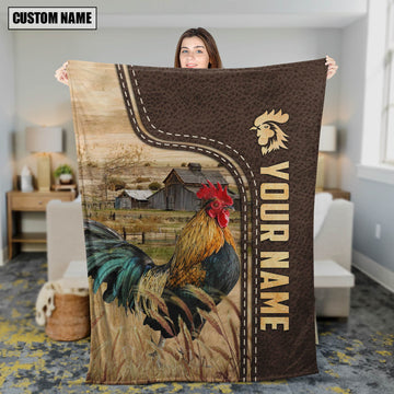 Uni Personalized Name Chicken Leather Pattern Blanket