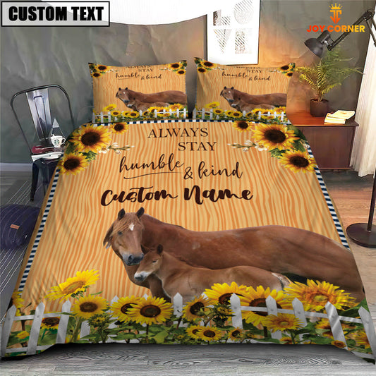 Uni Horse Stay Humble And Kind Custom Name Bedding Set