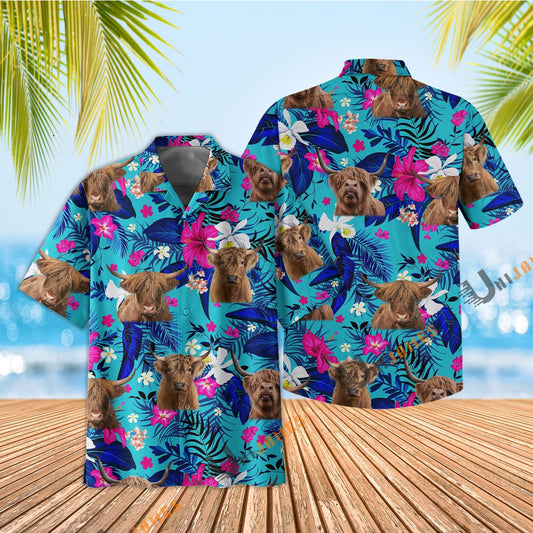 Uni Highland Cool Flower Color Hawaiian Shirt