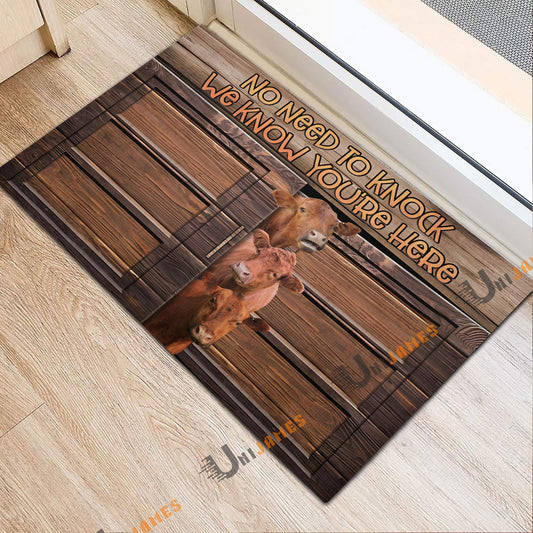Uni Red Angus Window Pattern Custom Name Doormat