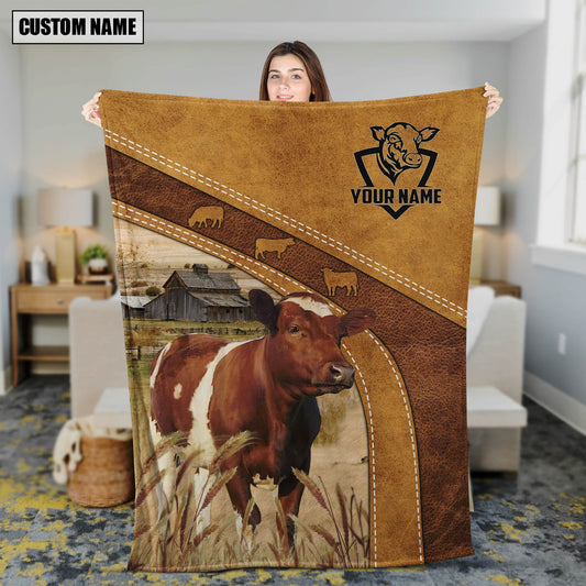 Uni Personalized Name Ayrshires In Field Farmhouse Blanket