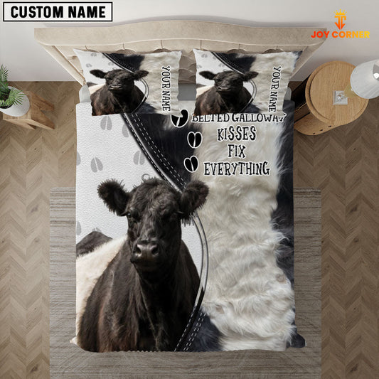 Uni Belted Galloway Kisses Fix Everything Custom Name Bedding Set