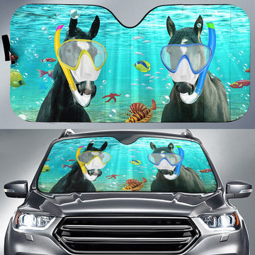 Uni Black Horse Diving All Over Printed 3D Sun Shade