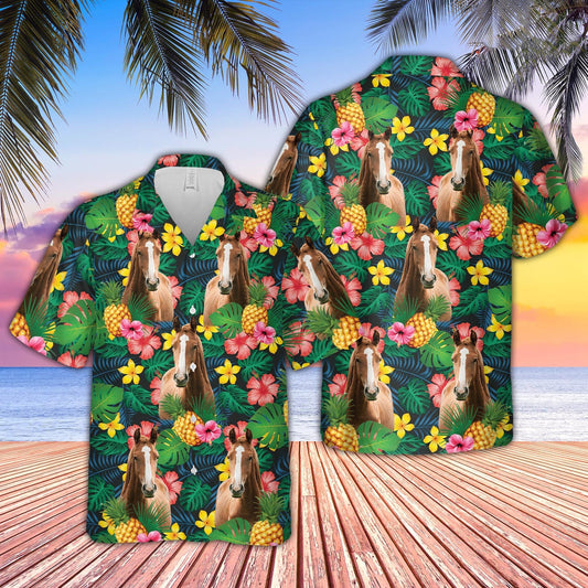 Uni Brown Horse Summer Pattern 3D Hawaiian Shirt