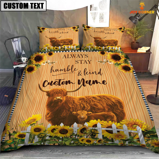 Uni Highland Stay Humble And Kind Custom Name Bedding Set