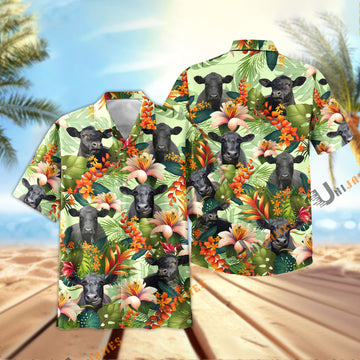 Uni Black Angus Cool Summer Mint Pattern Hawaiian Shirt