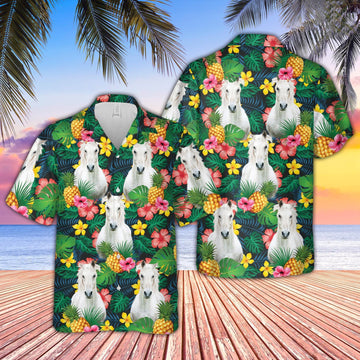 Uni White Horse Summer Pattern 3D Hawaiian Shirt