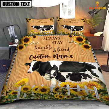 Uni Holstein Stay Humble And Kind Custom Name Bedding Set