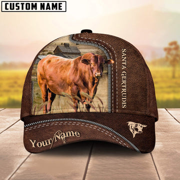 Uni Santa Gertrudis Cattle Customized Name Leather Pattern Cap