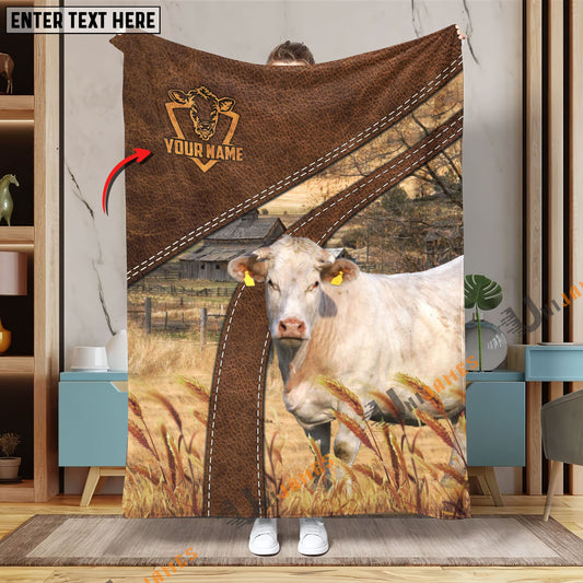 Uni Personalized Name Charolais Brown Blanket