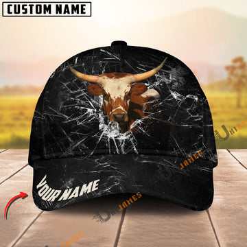 Uni Texas Longhorn Glass Broken Customized Name Cap