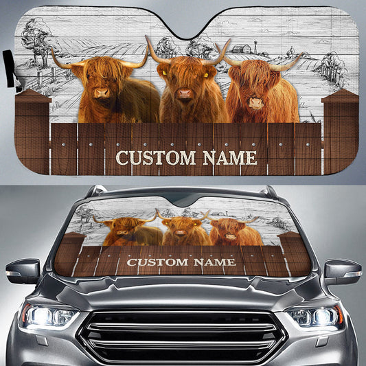 Uni Highland Farming Custom Name 3D Sun Shade