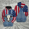Uni Black Baldy Cattle US Flag Farm Personalized 3D Hoodie