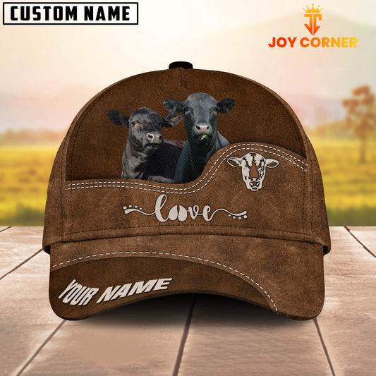 Uni Black Angus Love Leather Pattern Customized Name Cap