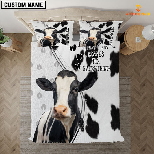 Uni Holstein Kisses Fix Everything Custom Name Bedding Set