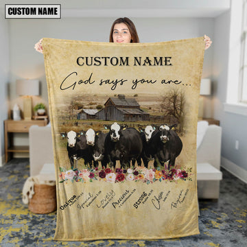 God Says You Are - Uni Personalized Name Black Baldy Blanket