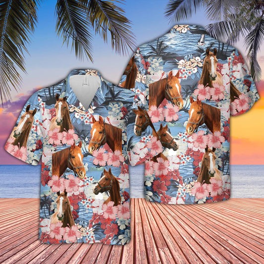 Uni Horse Flower Farming 3D Hawaiian Shirt