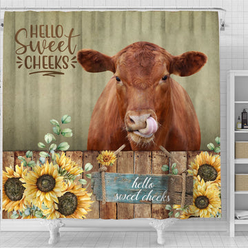 Uni Red Angus Hello Sweet Cheeks 3D Shower Curtain