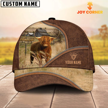 Uni Highland Zipper Leather Pattern Customized Name Cap
