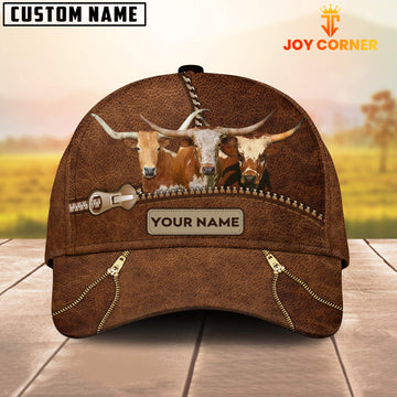 Uni Texas Longhorn Cattle Zipper Pattern Customized Name Cap