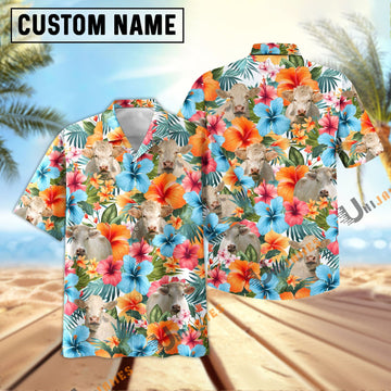 Uni Charolais Blue Colorful Summer Pattern Hawaiian Shirt