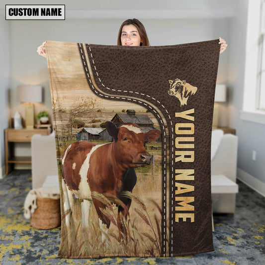 Uni Personalized Name Ayrshires Leather Pattern Blanket