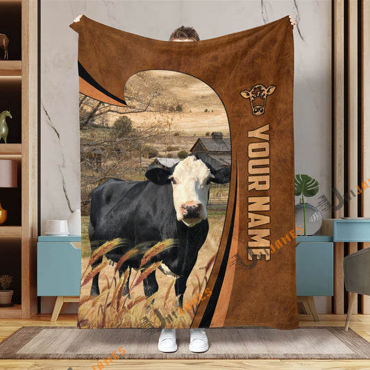 Uni Personalized Name Black Baldy Premium Brown Pattern 3D Blanket