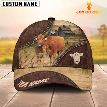 Uni Red Angus On The Farm Customized Name 3D Brown Cap