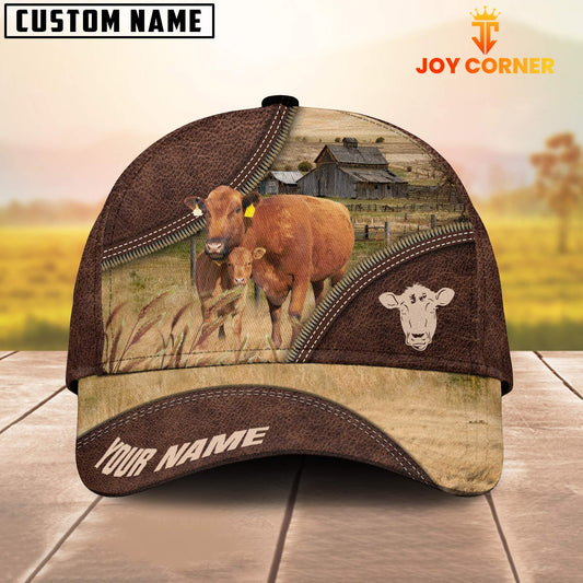 Uni Red Angus On The Farm Customized Name 3D Brown Cap