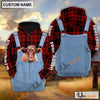 Uni Shorthorn Red Jeans Pattern Personalized Name 3D Hoodie