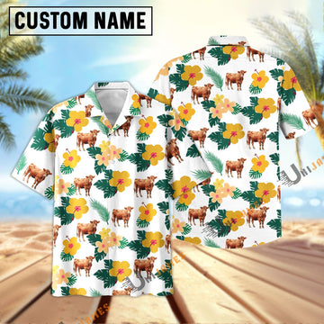 Uni Red Angus Summer Flamigo Flower Hawaiian Shirt