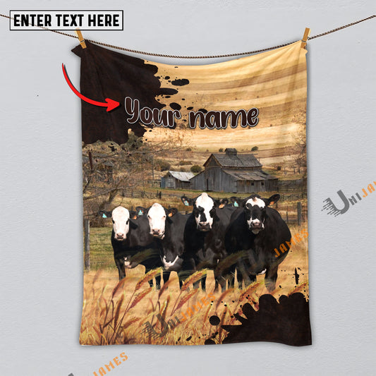 Uni Personalized Name Diligent Black Baldy Blanket