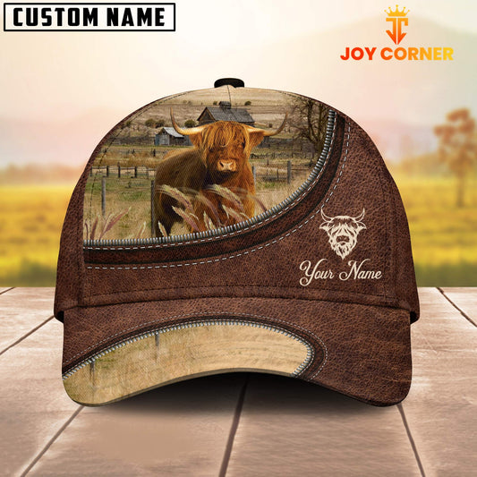 Uni Highland On The Farm Customized Name Leather Pattern Cap