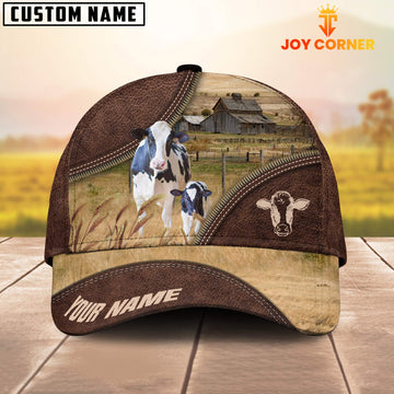 Uni Holstein On The Farm Customized Name 3D Brown Cap