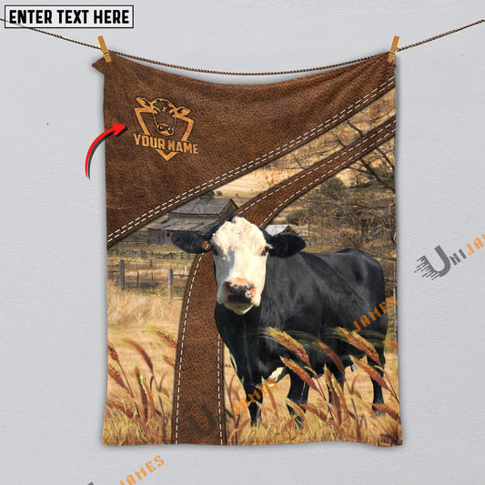 Uni Personalized Name Black Baldy Brown Blanket