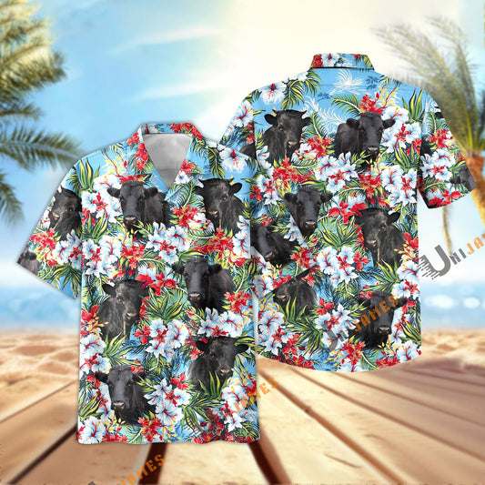 Unique Dexter Red and White Flowers 3D Hawaiian Shirt