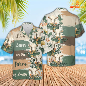 Uni Custom Name Charolais Life Is Better On The Farm Hawaiian Shirt