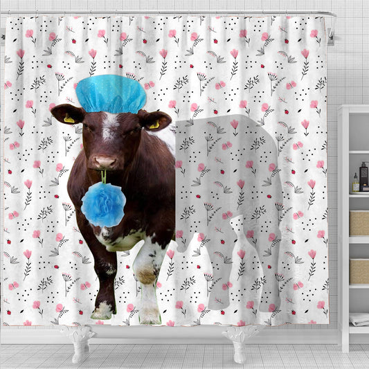 Uni Shorthorn Flower 3D Shower Curtain