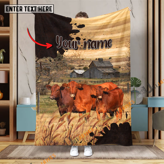 Uni Personalized Name Diligent Red Angus Blanket