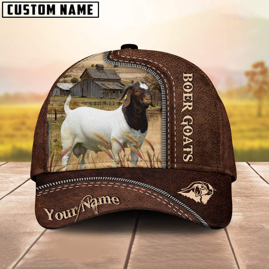Uni Boer Goats Customized Name Leather Pattern Cap