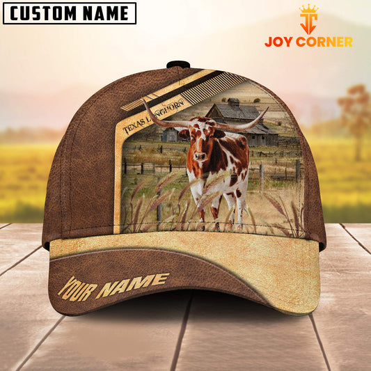 Uni Texas Longhorn Cattle Customized Name Brown Farm Cap