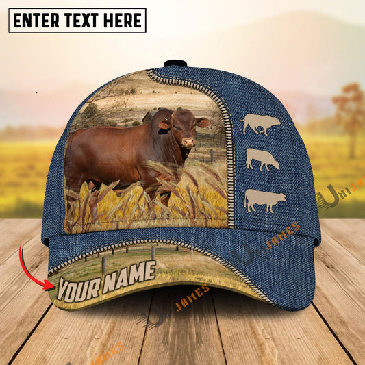 Uni Beefmaster Farm Jeans Pattern Customized Name Cap