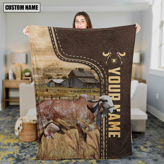 Uni Personalized Name GYR Cattle Leather Pattern Blanket